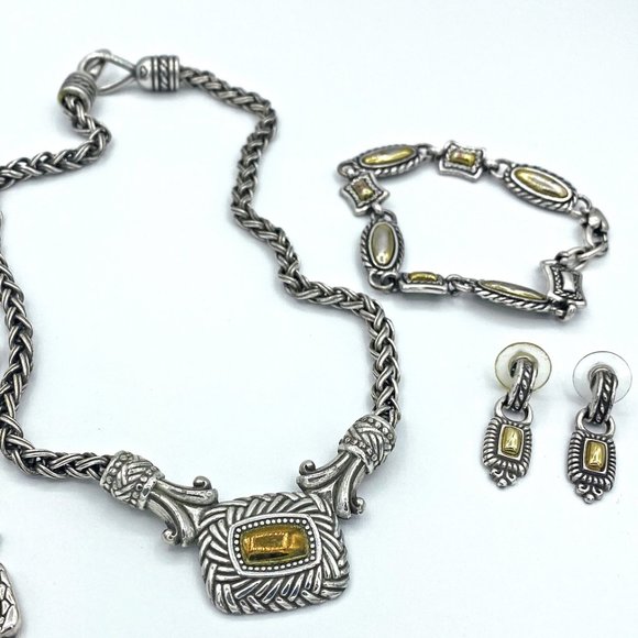 Brighton Silver Earrings with Gold inset - Picture 3 of 3